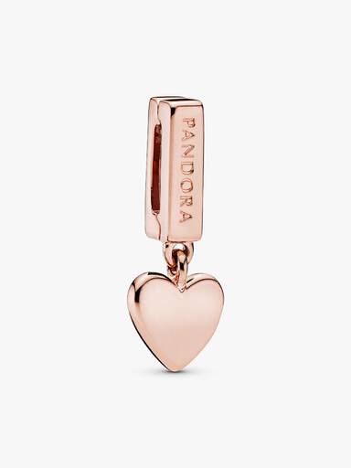 PANDORA Reflexions dangling heart clip charm in 14k rose gold-plated