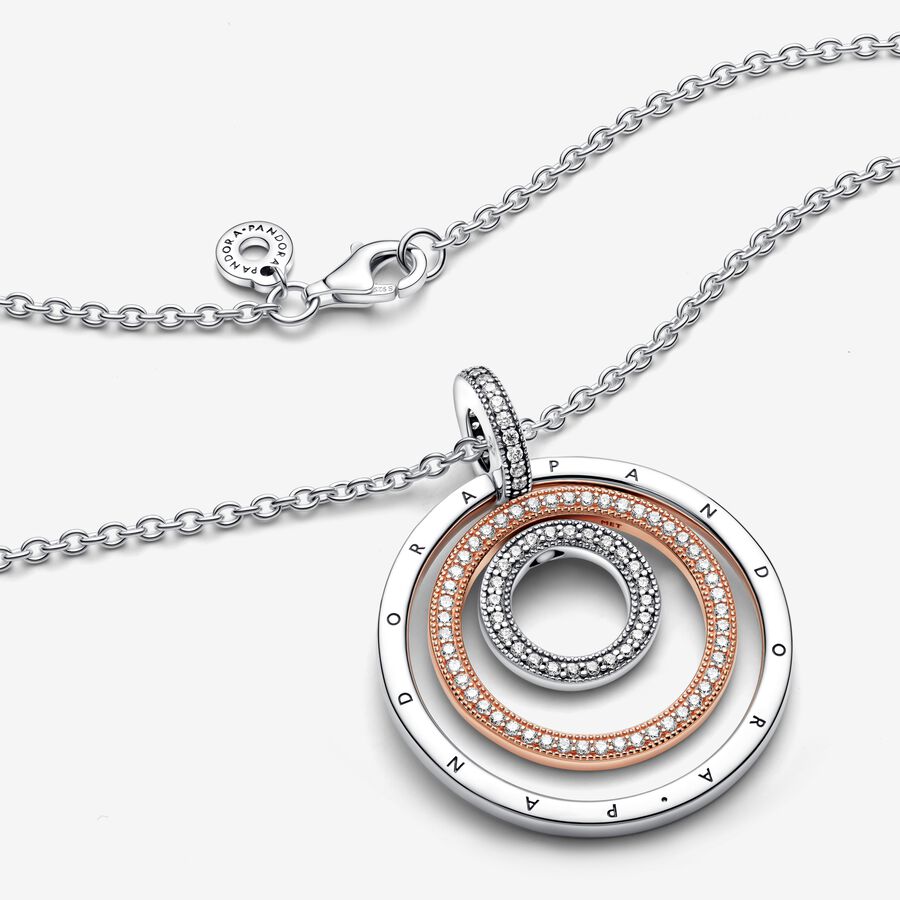 Two tone Circles Pendant Necklace Two tone Pandora ZA two-tone-circles-pendant-necklace-two-tone-pandora-za