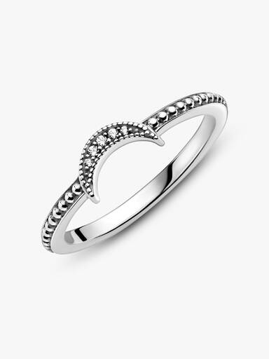 Crescent Moon Beaded Ring