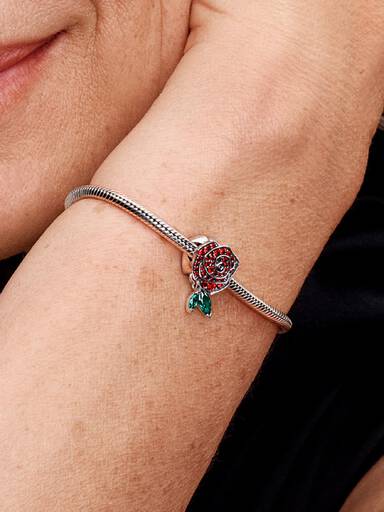 Sparkling Rose in Bloom Charm
