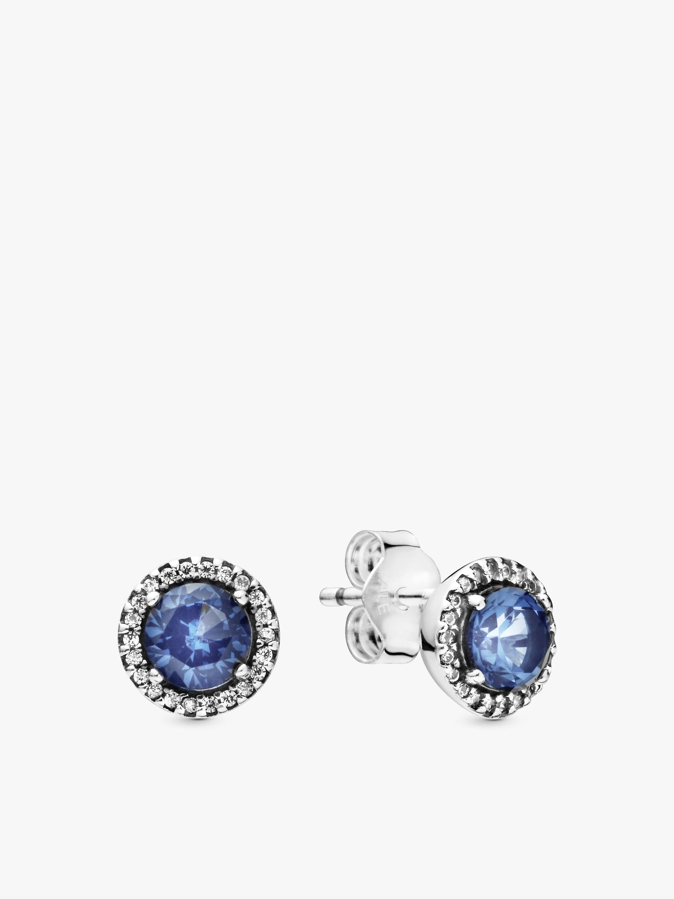 Blue Round Sparkle Stud Earrings
