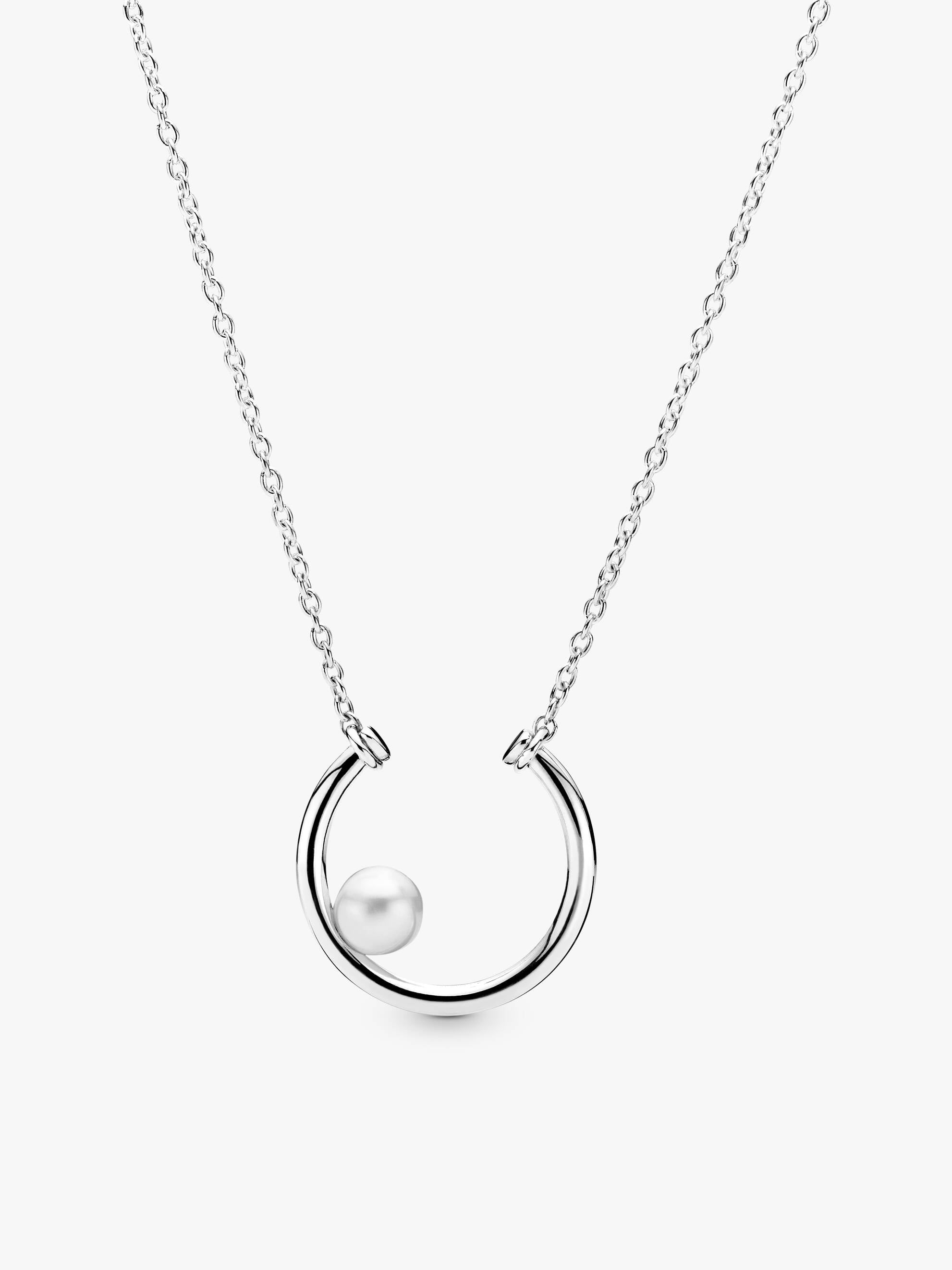 Silver collier with white freshwater cultured pearl