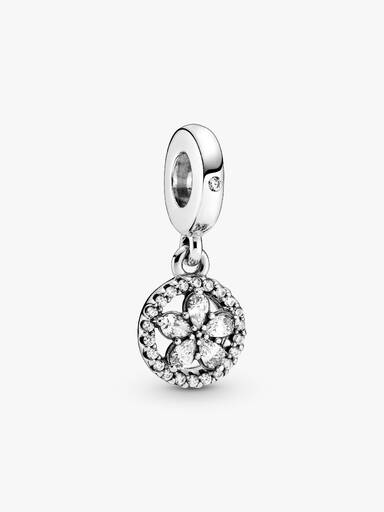 Sparkling Snowflake Circle Dangle Charm
