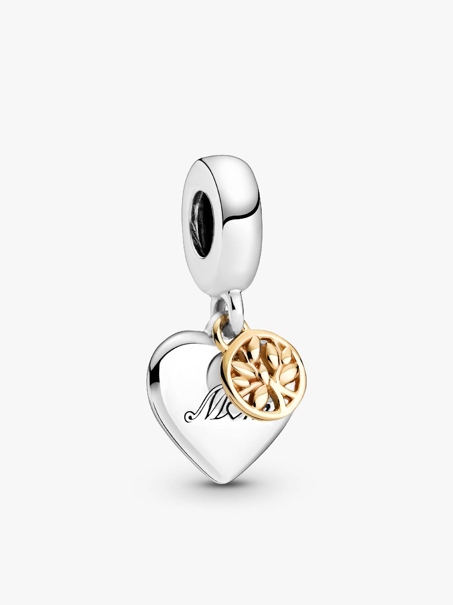 Two-tone Family Tree & Heart Dangle Charm