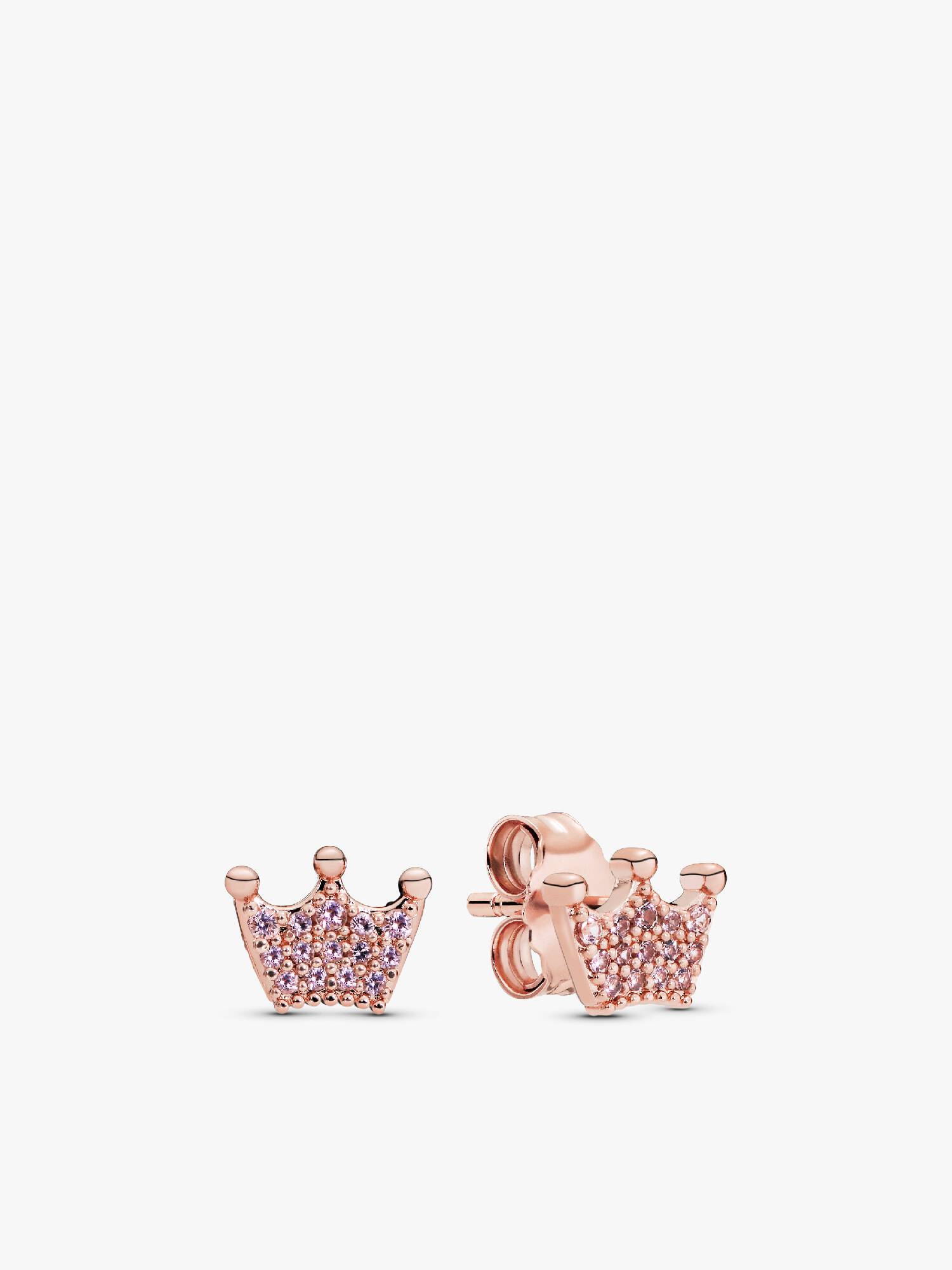 Crown 14k rose gold-plated stud earrings with orchid pink crystal and rose pink crystal
