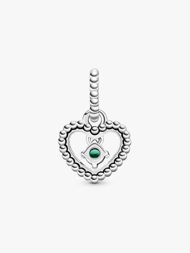 Rainforest Green Beaded Heart Dangle Charm
