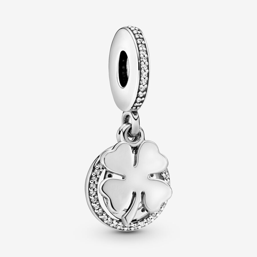 Good luck silver dangle with clear cubic zirconia image number 0