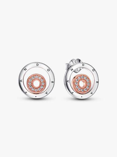 Pandora Signature Two-tone Logo Circles Stud Earrings