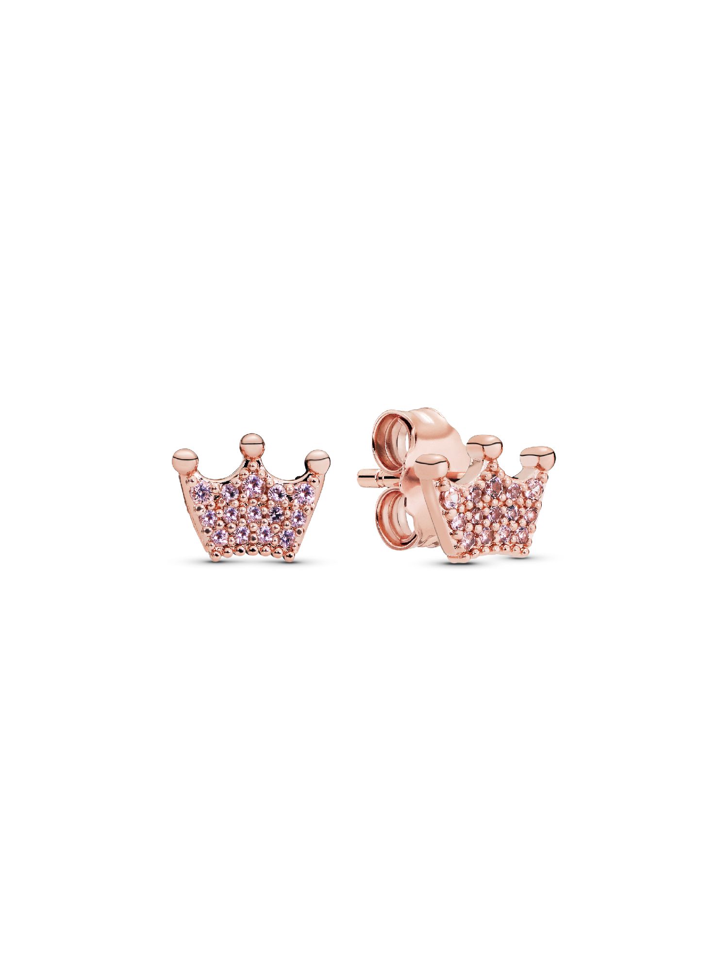 Crown 14k rose gold-plated stud earrings with orchid pink crystal and rose pink crystal