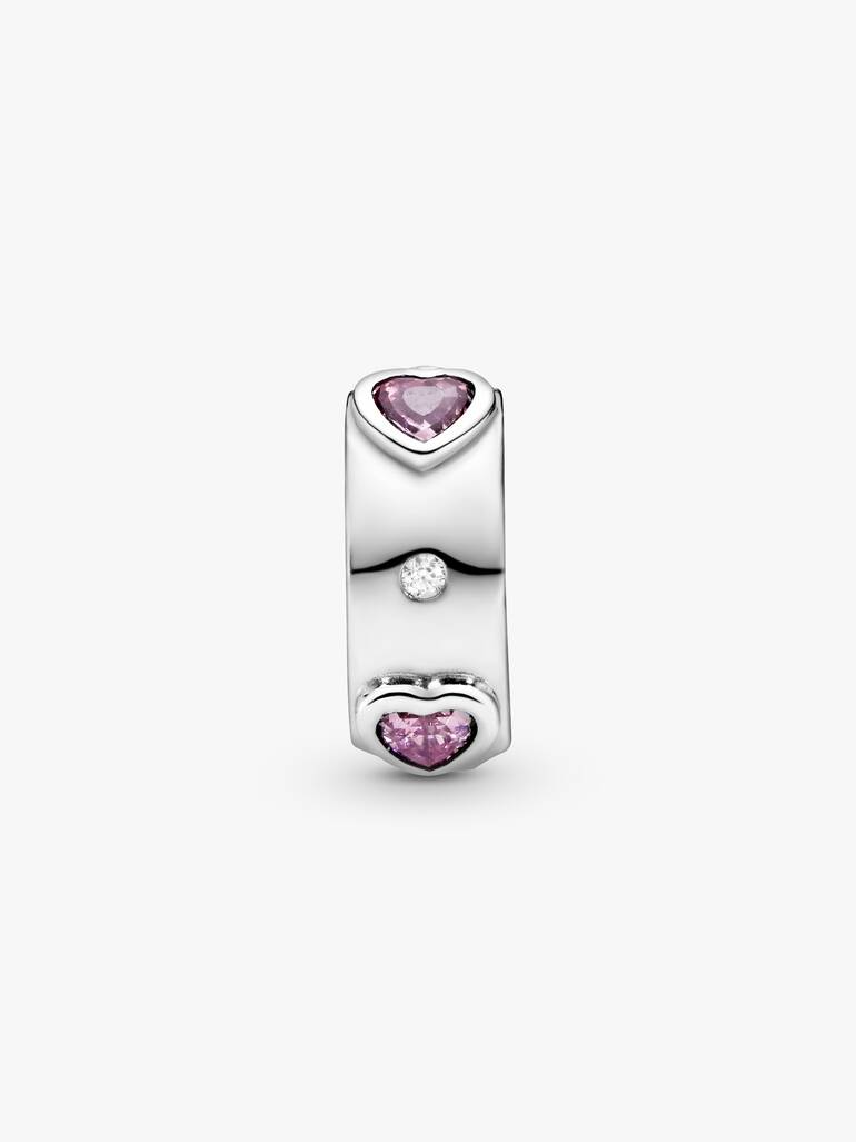 Sparkling Pink Hearts Clip Charm