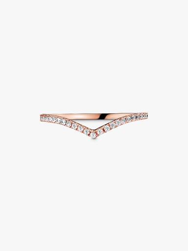 Wishbone 14k rose gold-plated ring with clear cubic zirconia