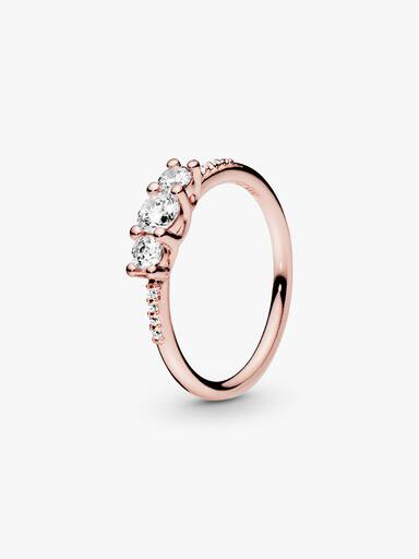 14k Rose gold-plated ring with clear cubic zirconia