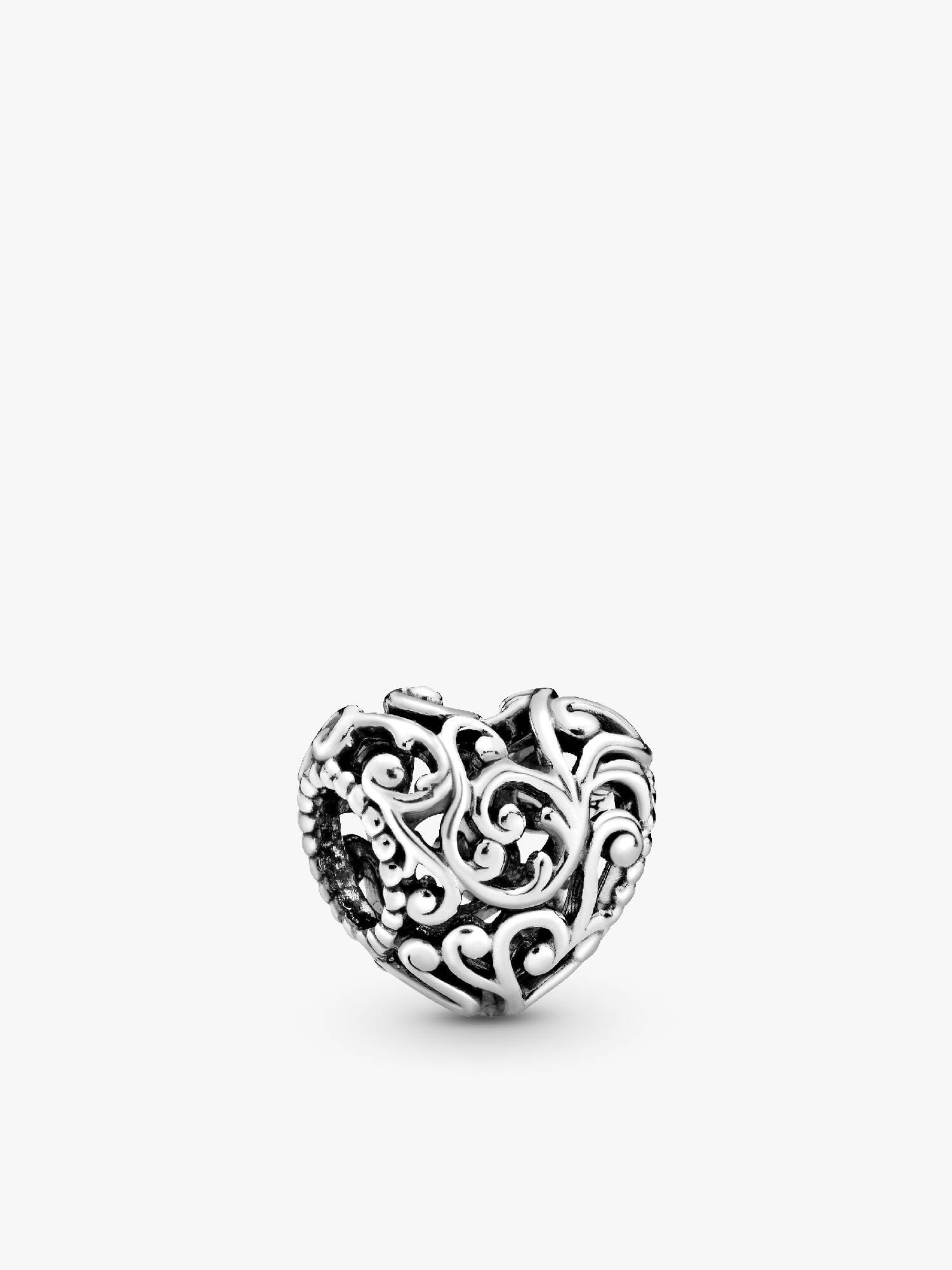 Regal pattern heart silver charm