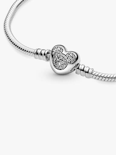 Disney Pandora Moments Mickey Mouse Heart Clasp Snake Chain Bracelet