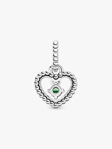 Spring Green Beaded Heart Dangle Charm