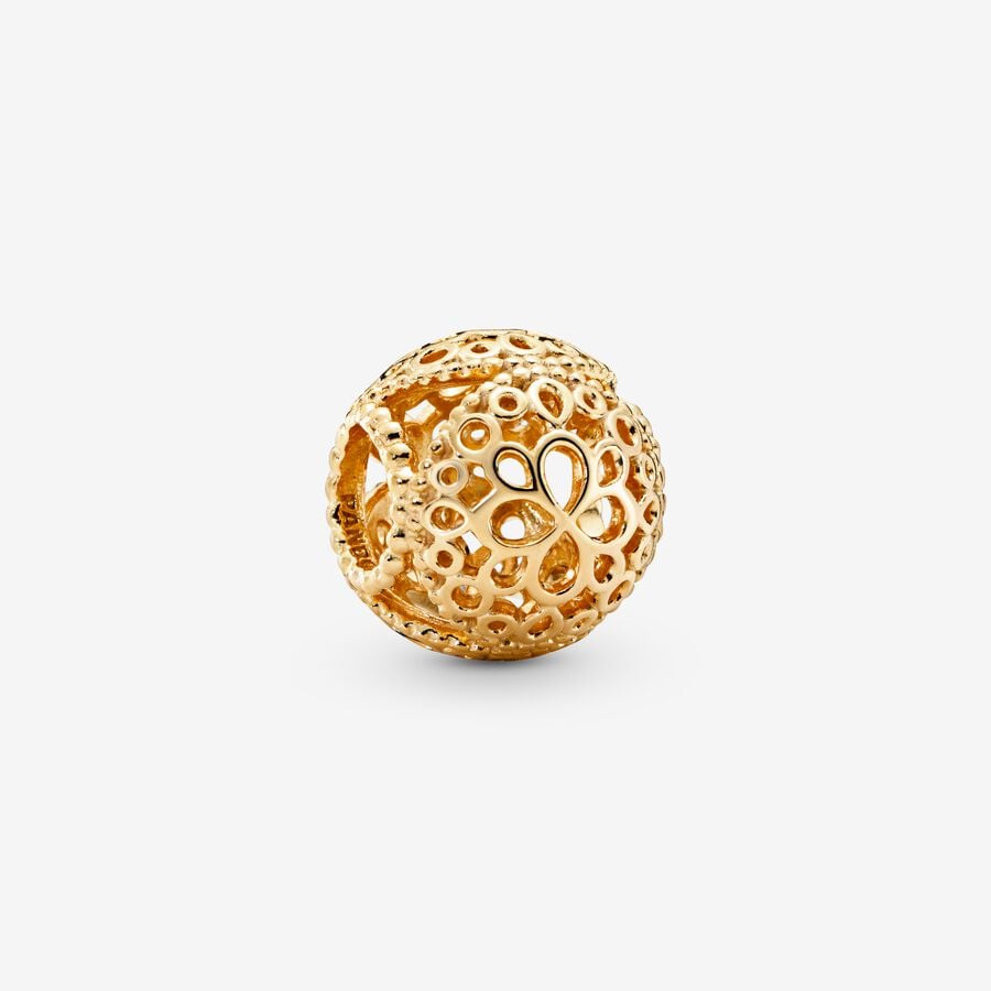 Openwork flower 14k gold-plated charm image number 0