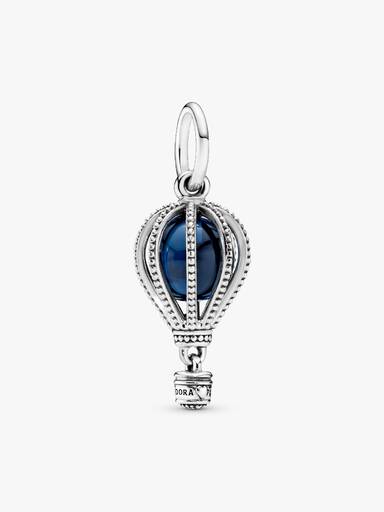 Air balloon silver dangle with encased moonlight blue crystal