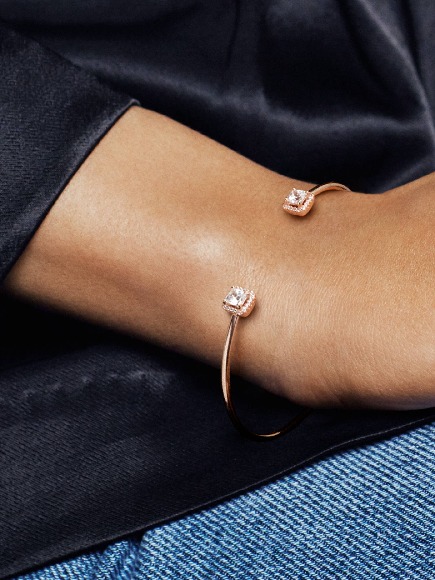 Square Sparkle Open Bangle
