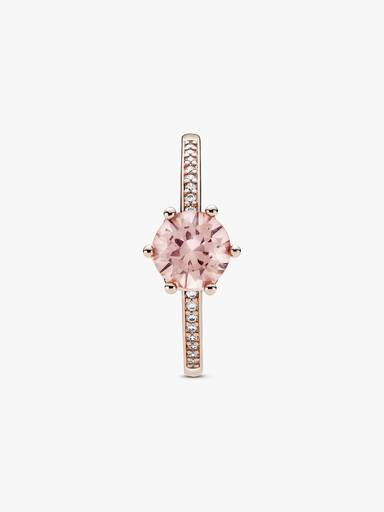 Pink Sparkling Crown Solitaire Ring