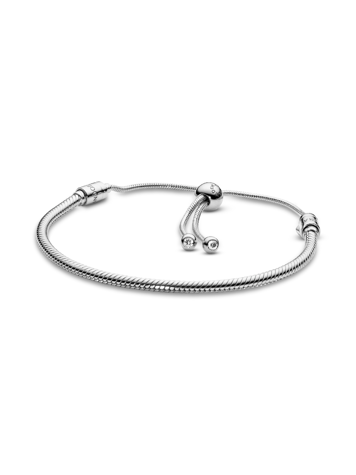 Snake chain silver bracelet with clear cubic zirconia | Sterling