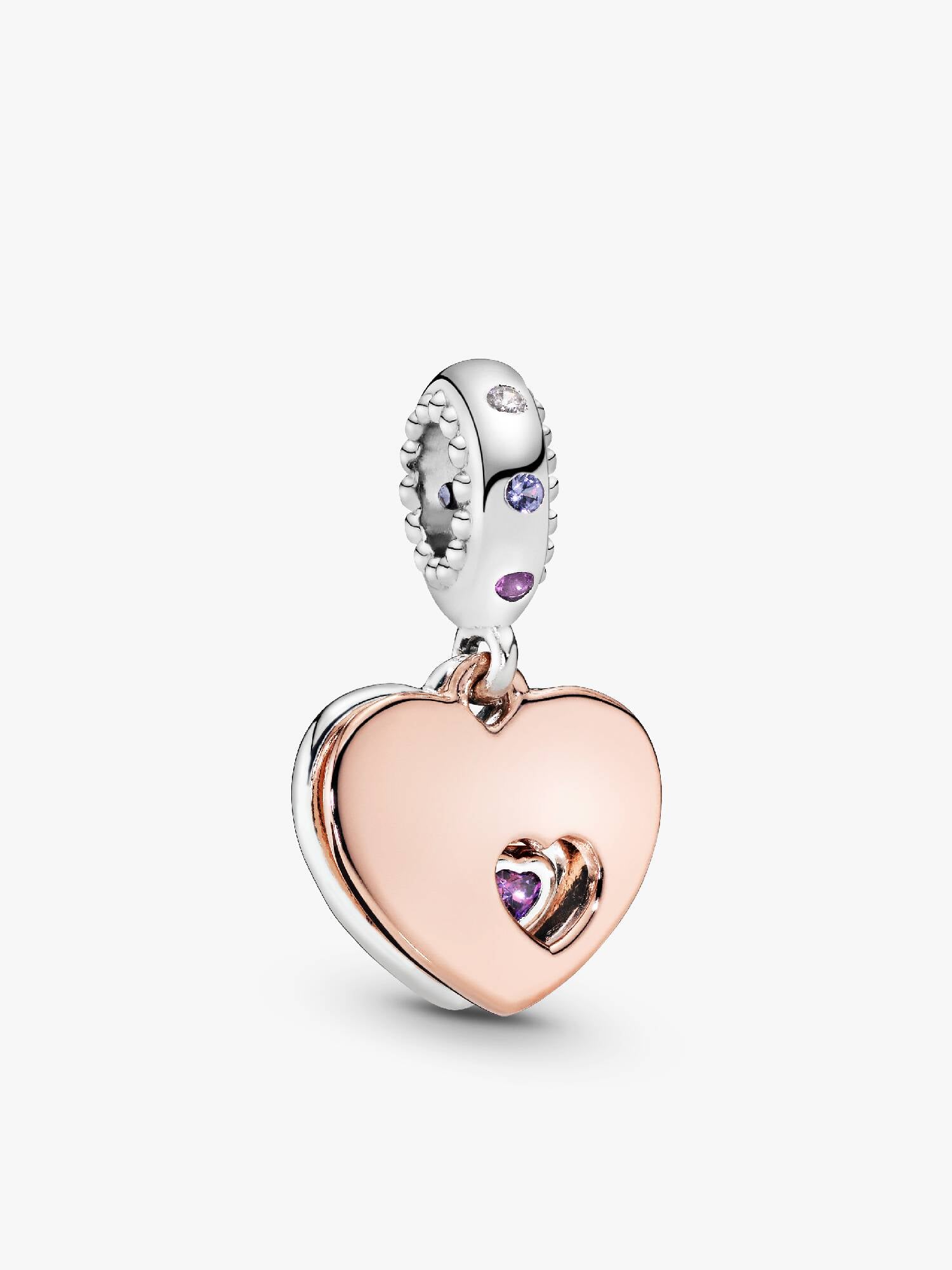 In my heart PANDORA Rose and silver dangle with fancy purple cubic zirconia, rose pink crystal, lilac crystal and clear cubic zirconia