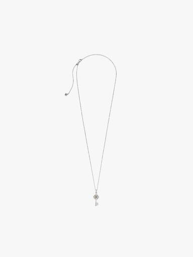 Two-tone Key & Flower Necklace
