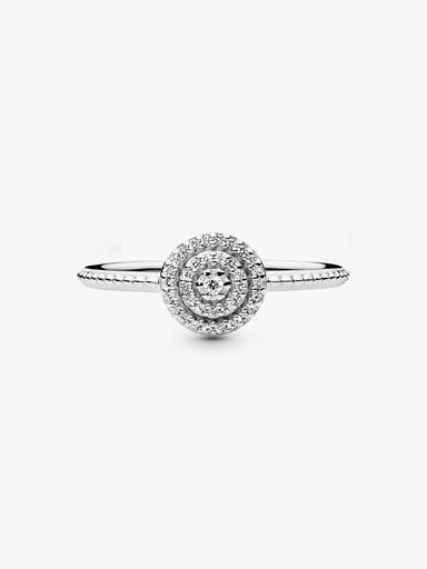 Silver ring with clear cubic zirconia