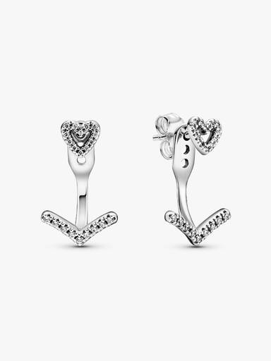 Sparkling Wishbone Heart Stud Earrings