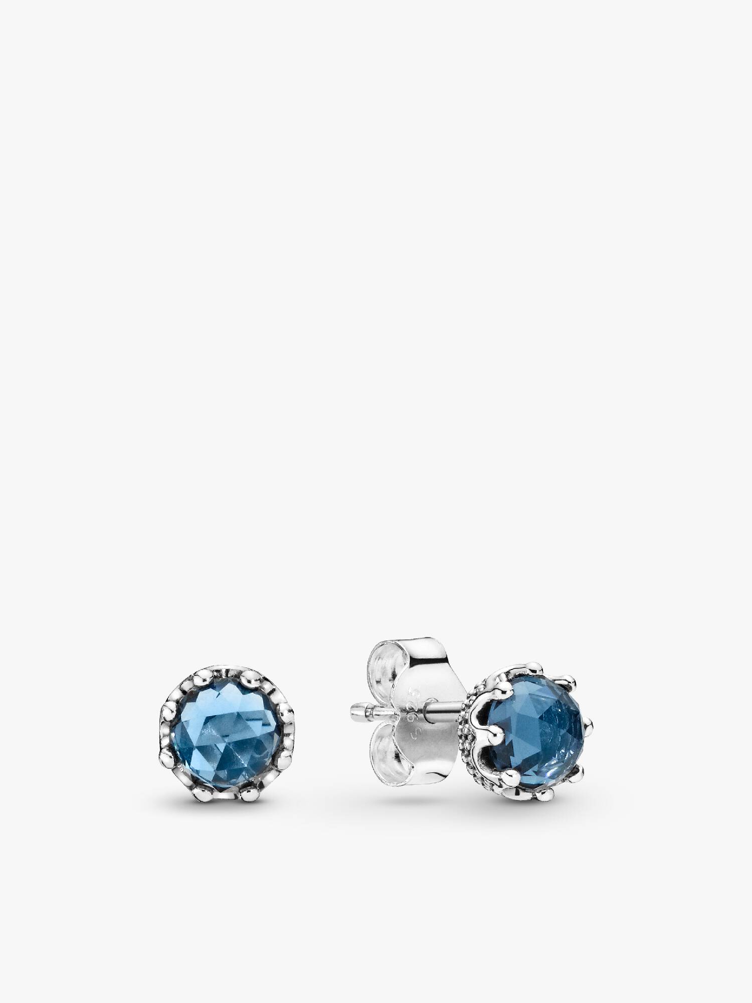 Blue Sparkling Crown Stud Earrings