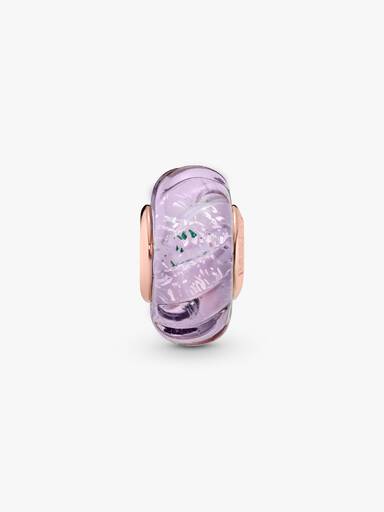 Groove 14k rose gold-plated charm with iridescent, pink and purple Murano glass