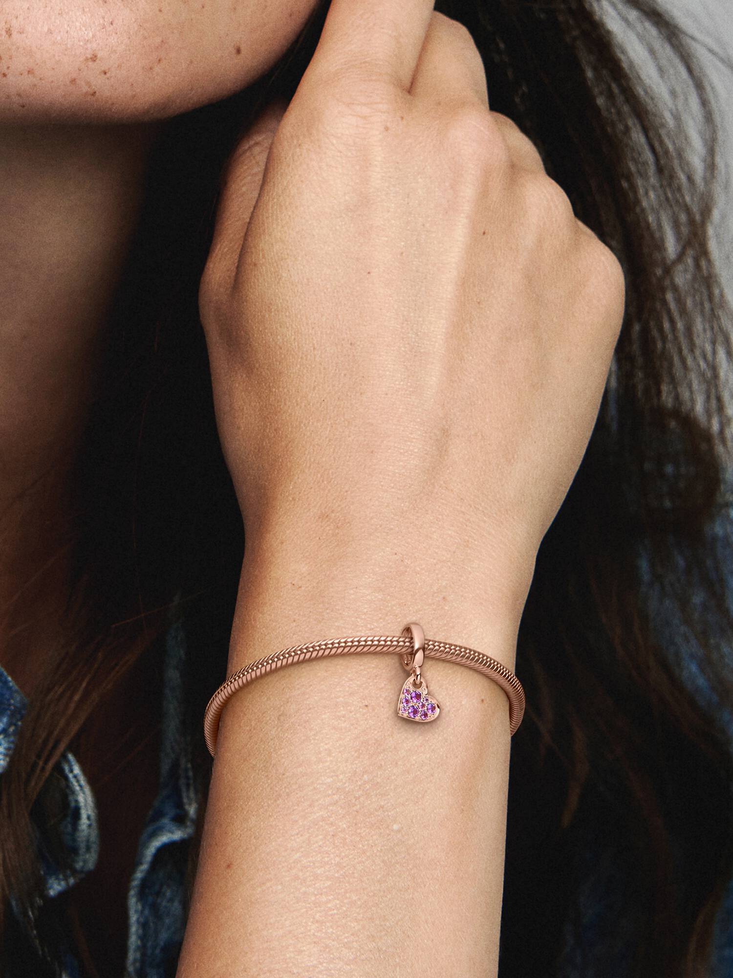 Royal Purple Pavé Tilted Heart Dangle Charm