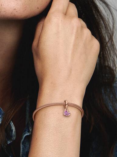 Royal Purple Pavé Tilted Heart Dangle Charm