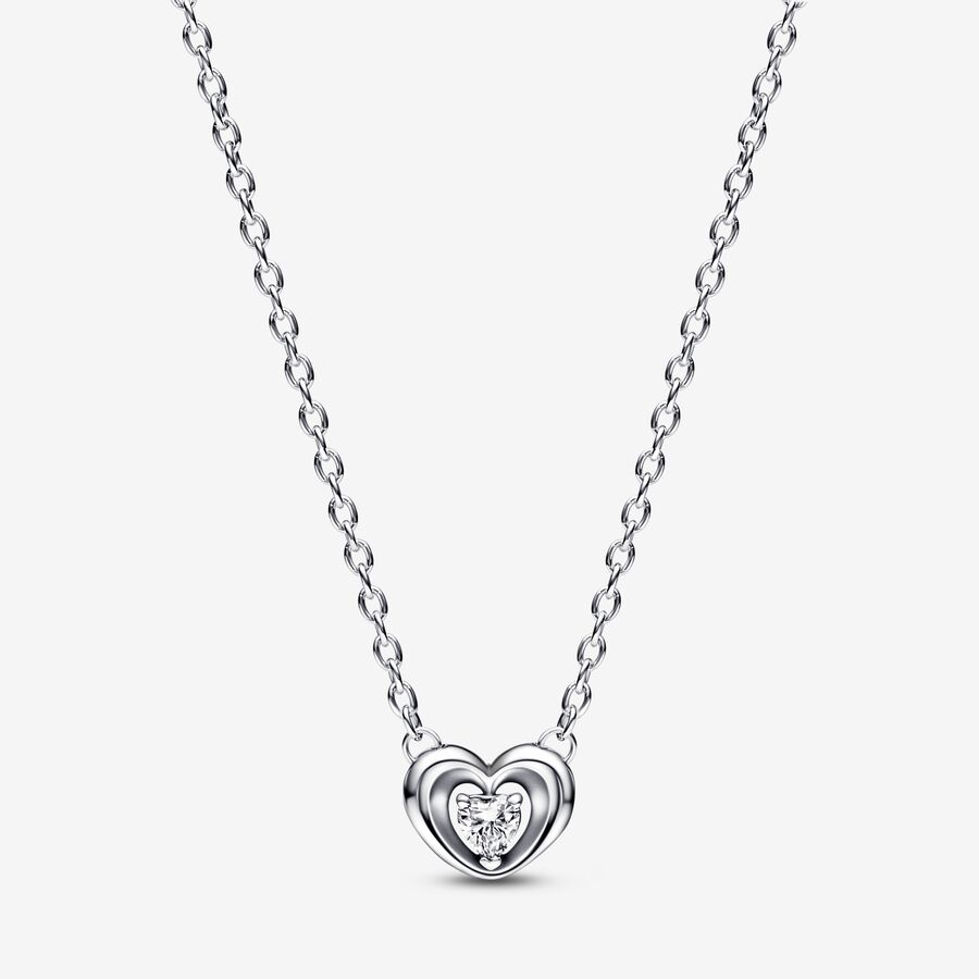 Radiant Heart & Floating Stone Pendant Collier Necklace image number 0