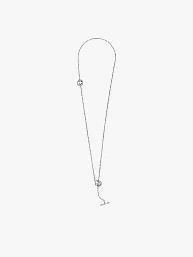 Pavé Circle Logo T-bar Heart Necklace