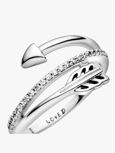 Arrow silver ring with clear cubic zirconia
