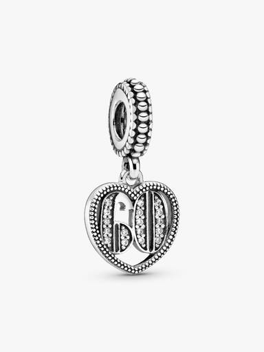 60 silver dangle with clear cubic zirconia