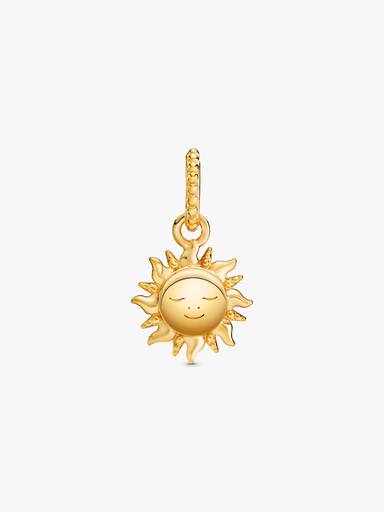 Sun 14k gold-plated pendant with clear cubic zirconia