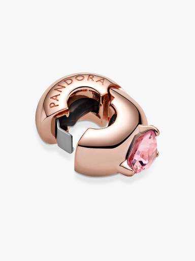 Pink Heart Solitaire Clip Charm
