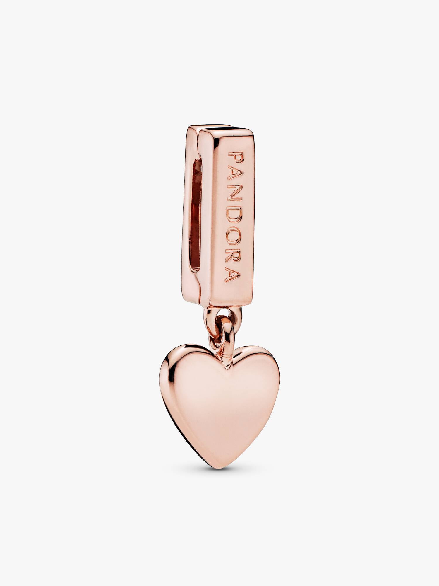PANDORA Reflexions dangling heart clip charm in 14k rose gold-plated