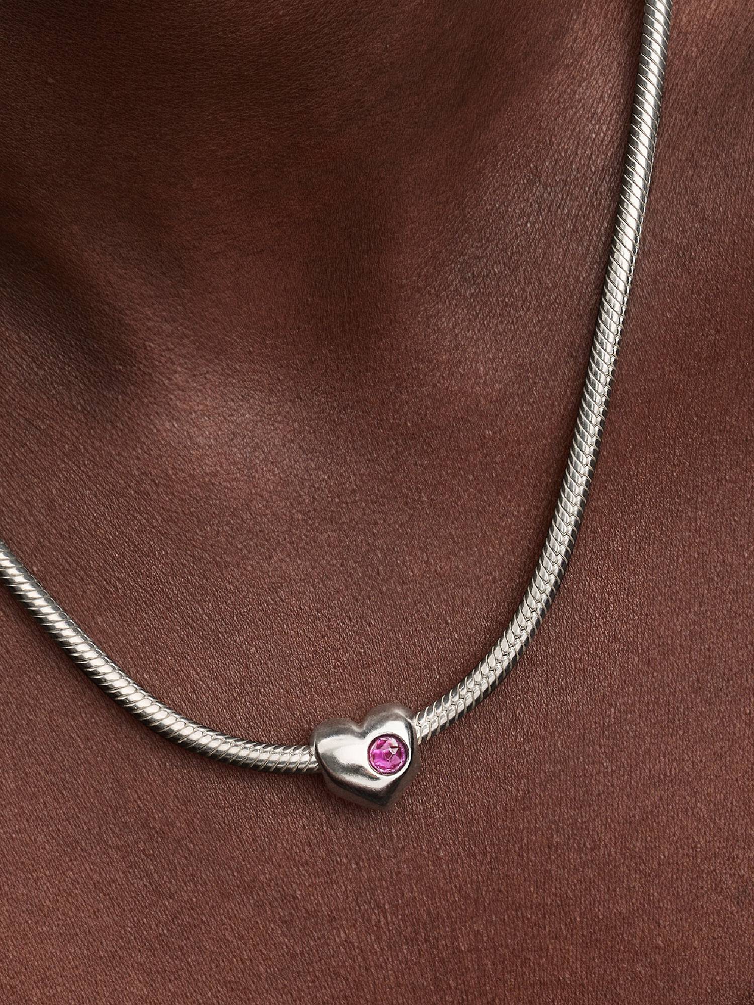 Engravable Purple Stone Heart Charm