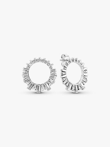 Ice cube silver earrings with clear cubic zirconia