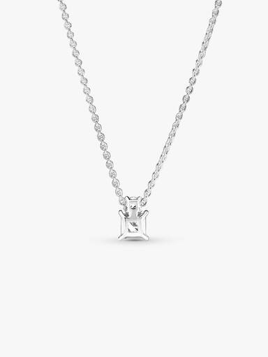 Sparkling Collier Round & Square Pendant Necklace