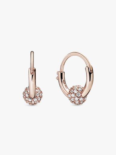 Pavé Bead Hoop Earrings