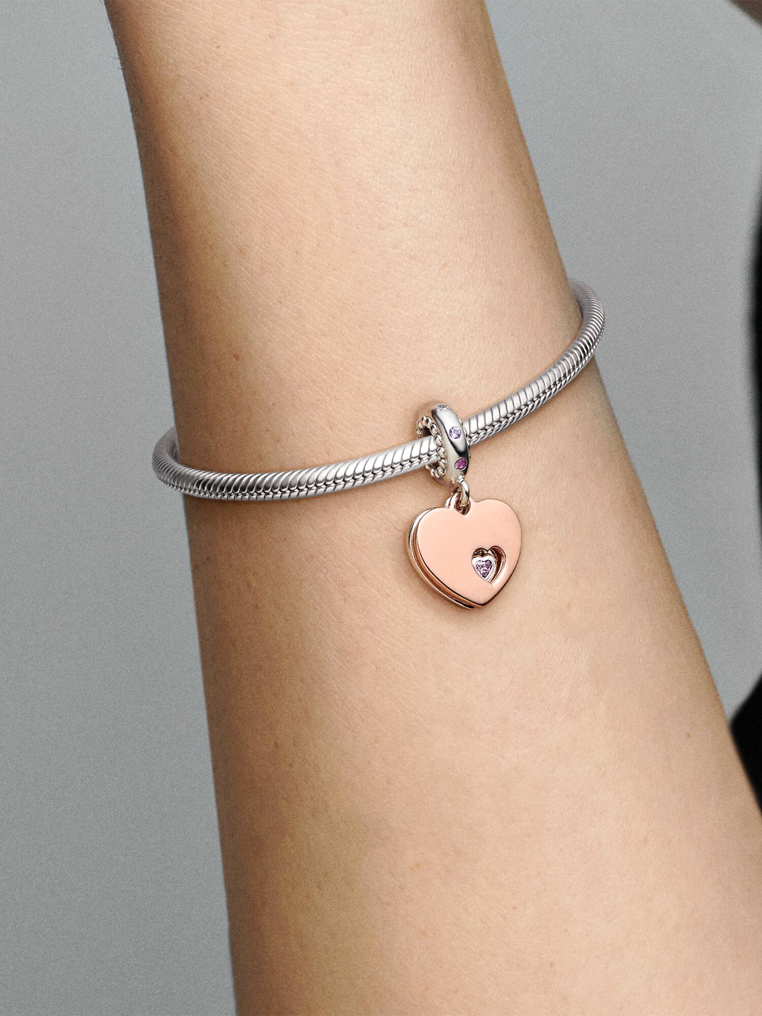 In my heart PANDORA Rose and silver dangle with fancy purple cubic zirconia, rose pink crystal, lilac crystal and clear cubic zirconia