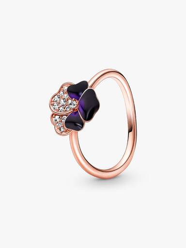 Deep Purple Pansy Flower Ring