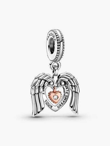 Pandora Club 2021 Angel Wings & Heart Dangle Charm