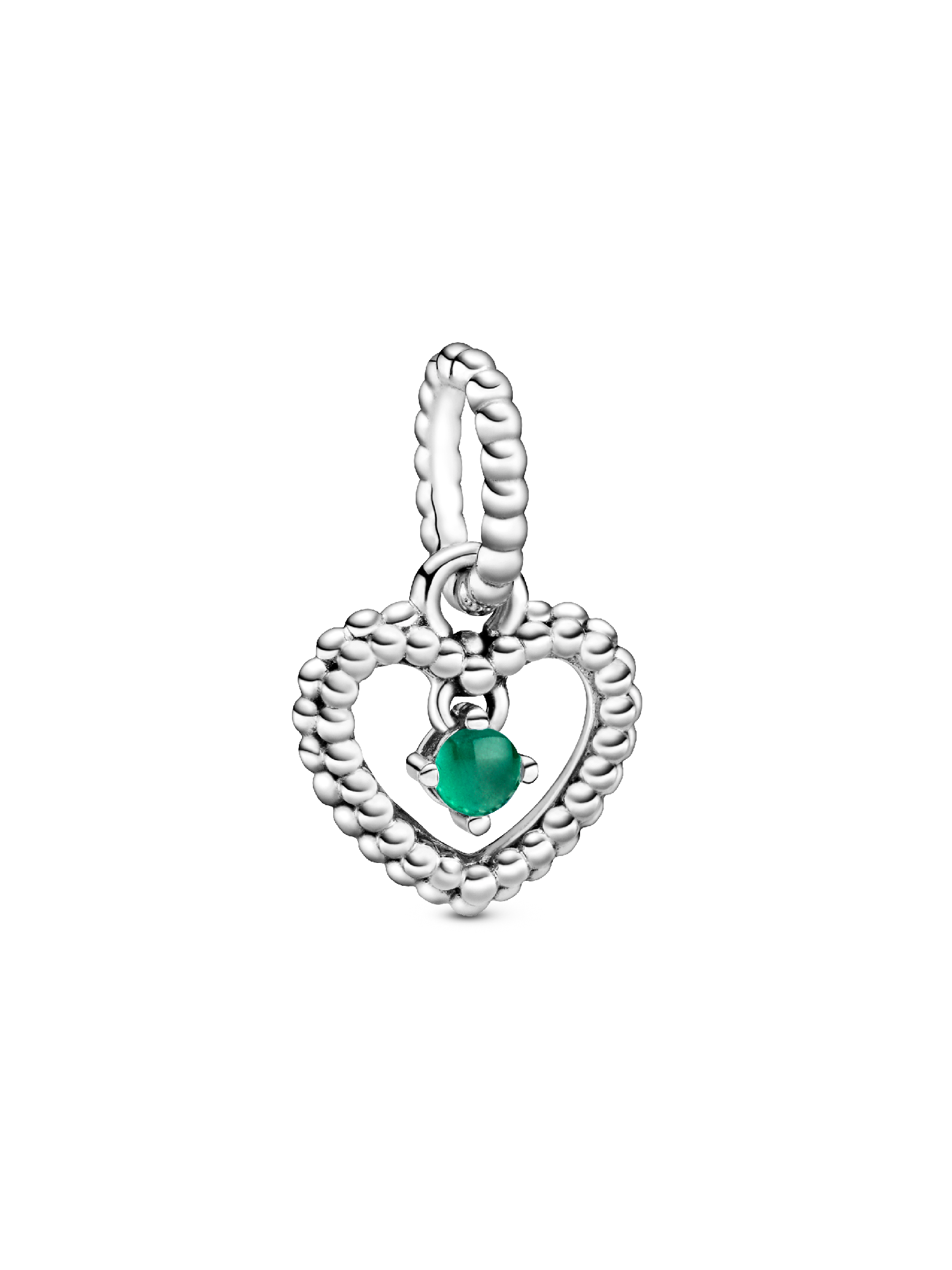 Rainforest Green Beaded Heart Dangle Charm