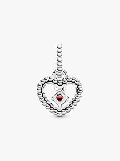 Blazing Red Beaded Heart Dangle Charm