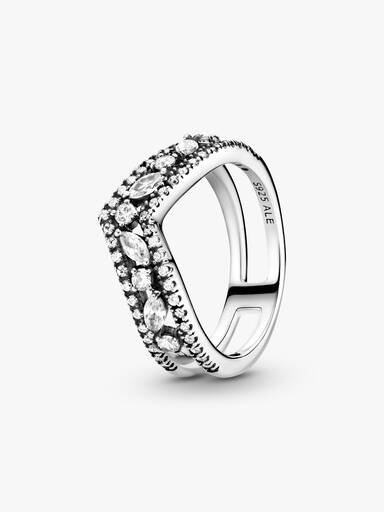 Sparkling Marquise Double Wishbone Ring