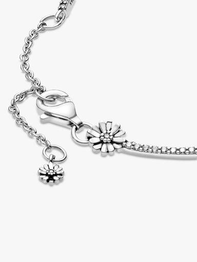 Daisy sterling silver bracelet with clear cubic zirconia